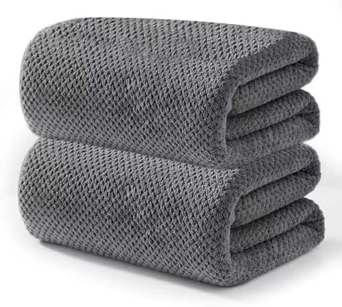 2-Pack Microfiber Towels 27x54(Inches), Ultra Soft Quick Dry Bath Towels, Highly Absorbent & Lightweight for Gym, Yoga, Travel, Spa, Home & Post-Workout, Large Bath Sheet Set
