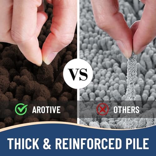 Arotive Toilet Rugs U-Shaped 24x20, Soft Absorbent Chenille Shaggy Bath Mat