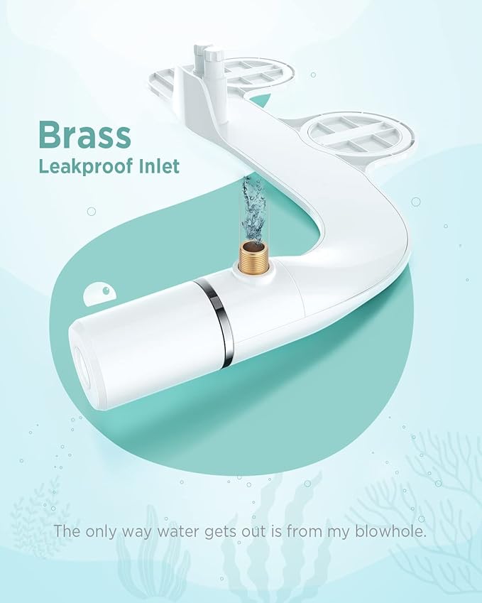 Ciays Bidet Attachment for Toilet Ultra-Slim Bidet Sprayer with Pressure Controls Non-Electric Dual Nozzles for Feminine/Posterior Wash, Sliver and White