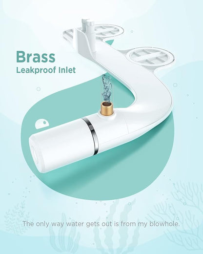 Ciays Bidet Attachment for Toilet Ultra-Slim Bidet Sprayer with Pressure Controls Non-Electric Dual Nozzles for Feminine/Posterior Wash, Sliver and White