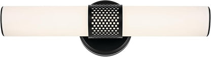 Kichler Sashi 18" LED Small Bath Bar with White Glass in Black, Modern, for Vanity, Fireplace, Buffet, Hallway, Vanity Mirror, (18" W x 5" H), 55191BKLED