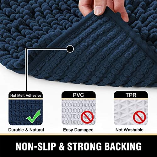 H.VERSAILTEX Bathroom Rugs Bath Mat Bath Rugs Bath Mats for Bathroom Non Slip Extra Thick Buncy Soft Chenille Bath Rug Fulffy Shag, Indoor Rug Carpet for Living Room (Navy, Extra Large 24" x 36")