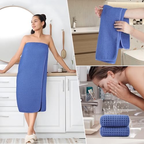 POLYTE 430 GSM Poly Blend Microfiber Quick Dry Waffle Bath Towel Set of 6