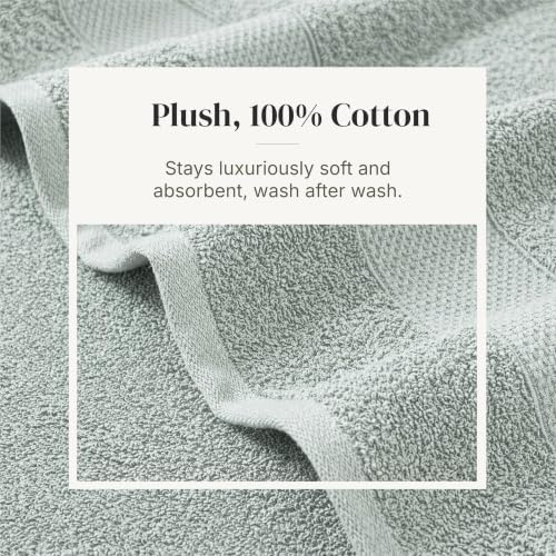 Modern Threads 6 Piece Bath Towel Set – Bathroom Towel Set with 2 Bath Towels, 2 Hand Towels & 2 Washcloths – 100% Cotton, Soft & Absorbent – Waffle (Sage Mist)