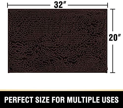 H.VERSAILTEX Bathroom Rugs Bath Mat Bath Rugs Bath Mats for Bathroom Non Slip Extra Thick Buncy Soft Chenille Bath Rug Fulffy Shag, Indoor Rug Carpet for Entry Living Room (Chocolate, 20" x 32")