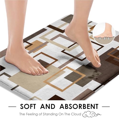Bathroom Sets with Shower Curtain and Rugs, 4 Pcs, Geometric Brown
