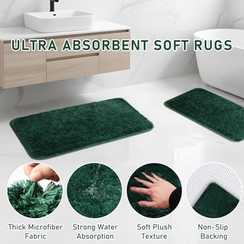 Bathroom Sets with Shower Curtain and Rugs - Elegant Bathroom Set, 27PC Bathroom Accessories Set, Green Bathroom Set, Mini Trash Can, Toilet Brush, Trash Can & Soap Dispenser