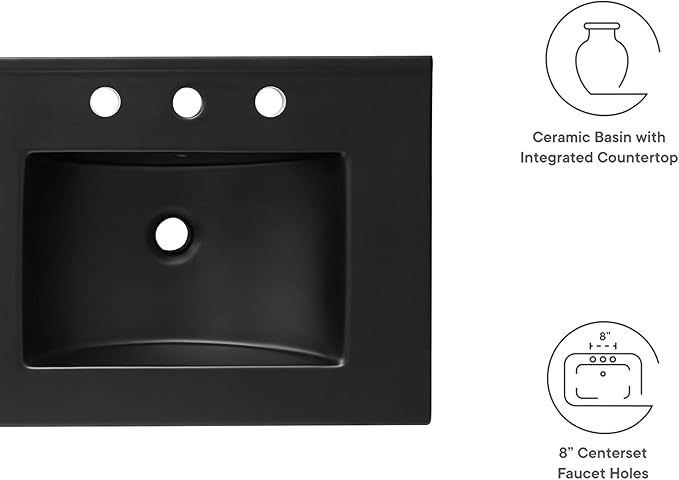 Modway EEI-5073-BLK Cayman 48" Double Basin Bathroom Sink, Black
