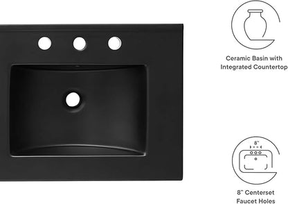 Modway EEI-5073-BLK Cayman 48" Double Basin Bathroom Sink, Black