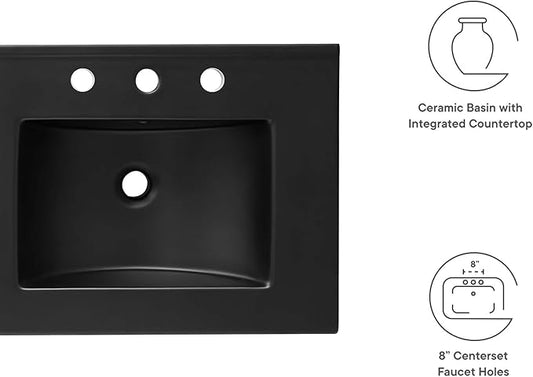 Modway EEI-5073-BLK Cayman 48" Double Basin Bathroom Sink, Black