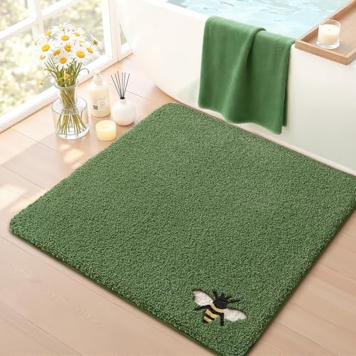 LUMI Square Bathroom Rug 26x26, Soft Absorbent Bath Mat, Non Slip