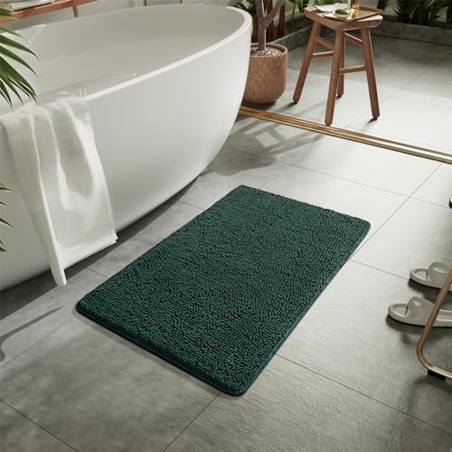 LOCHAS Luxury Bathroom Rug Shaggy Bath Mat 24 x 36 Inch, Hunter Green