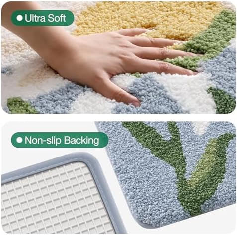 LUMI Square Bathroom Rug 26x26, Soft Absorbent Bath Mat, Non Slip