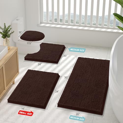Smiry Bathroom Rugs 34X21, Luxury Chenille Extra Soft Absorbent Bath Mat