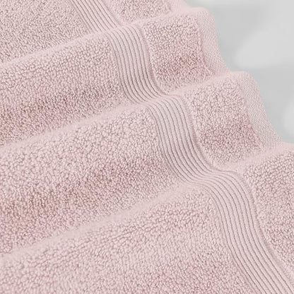 Modern Threads Otis 6-Piece 100% Cotton Towel Set – Zero Twist Jacquard Chevron – Includes 2 Bath Towels, 2 Hand Towels, 2 Washcloths – Absorbent, Quick Dry, Soft & Durable – Blush Pink