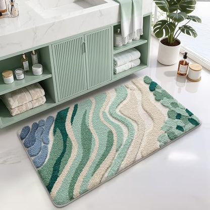 LUMI Beach Bathroom Rug 24x43, Soft Absorbent Bath Mat, Non Slip