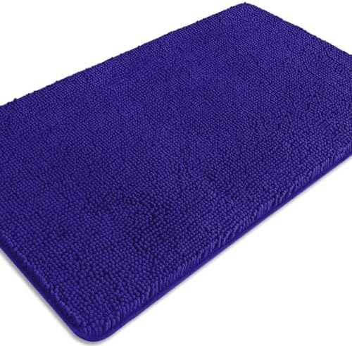 Royal Blue Bathroom Rugs – Absorbent and Washable Bath Mat, Non-Slip, Thick Soft Chenille Bath Rugs for Bathroom Floor, Shower, Sink - 26" x 44"