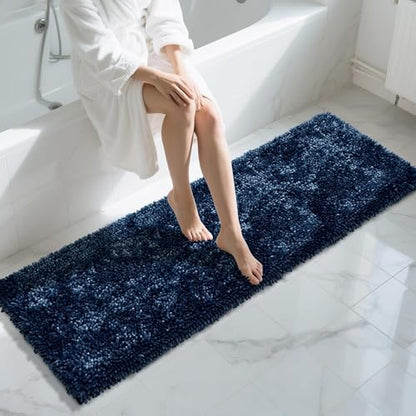 Yimobra Long Bathroom Rugs Runner 70x24 Inch, Extra Thick Soft Absorbent Chenille Bath Mat, Non Slip Machine Washable, Quick Dry Bath Rugs for Bathroom Floor, Tub and Shower, Blue
