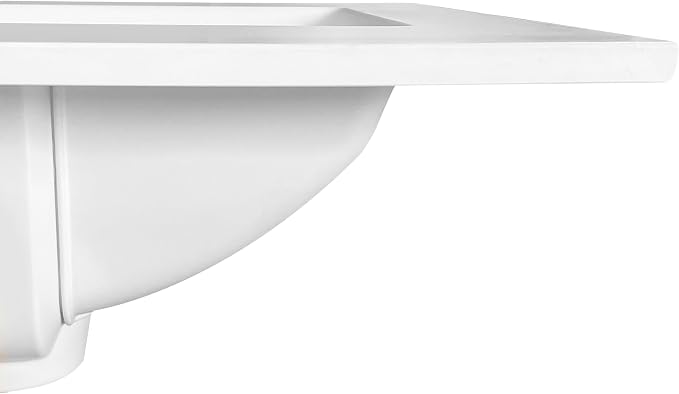 31" Bathroom Vanity Top with Integrated Sink – Solid Surface Resin Streamline Countertop, Single Faucet Hole, Built-in Overflow, Easy-to-Clean Matte White Finish, 31" W x 22" D