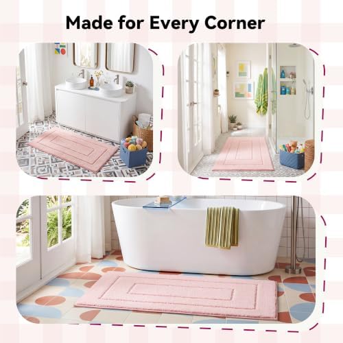 GRANNY SAYS Pink Bathroom Runner Rug 24" x 48", Soft Microfiber Bath Mat