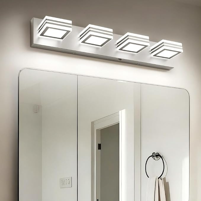 SOLFART Bathroom Vanity Light Over Mirror - 4 Light Led Vanity Light Fixture 26inch Matt Lights for Medicine Cabinet 5CCT Dimmable