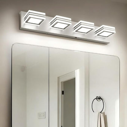 SOLFART Bathroom Vanity Light Over Mirror - 4 Light Led Vanity Light Fixture 26inch Matt Lights for Medicine Cabinet 5CCT Dimmable