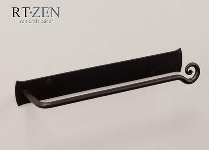 RTZEN Matte Black Hand Towel Holder for Bathroom - Handcrafted Farmhouse Wrought Iron Metal Kitchen Bar - Small Hand Towel Bar Hanger for Home or Office - Wall Mounted Rack Fits 10" Towels