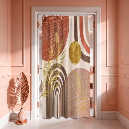 Burnt Orange Stall Shower Curtain, 36X72 in Narrow Small, Mid Century