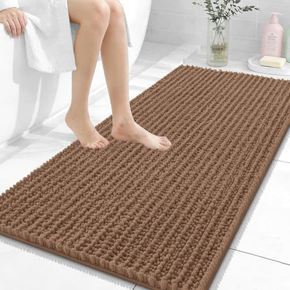 OLANLY Bathroom Runner Rugs 47x24, Thick Soft Absorbent Chenille Bath Rugs