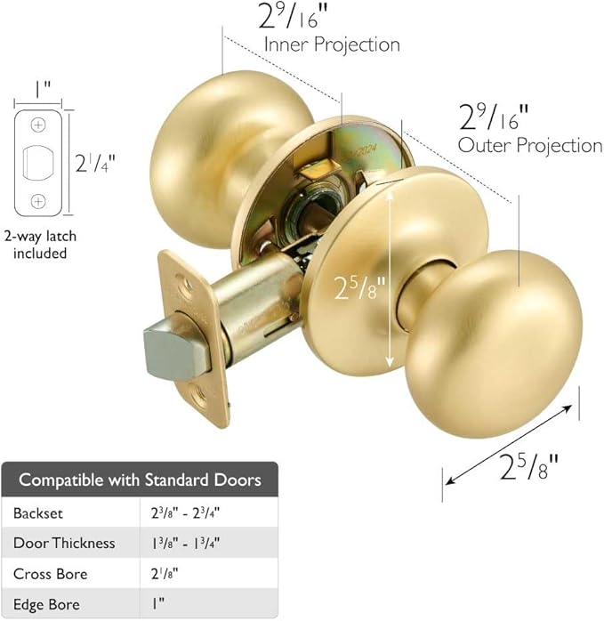 Design House 726943 Cambridge Passage Hall and Closet Door Knob Satin Gold