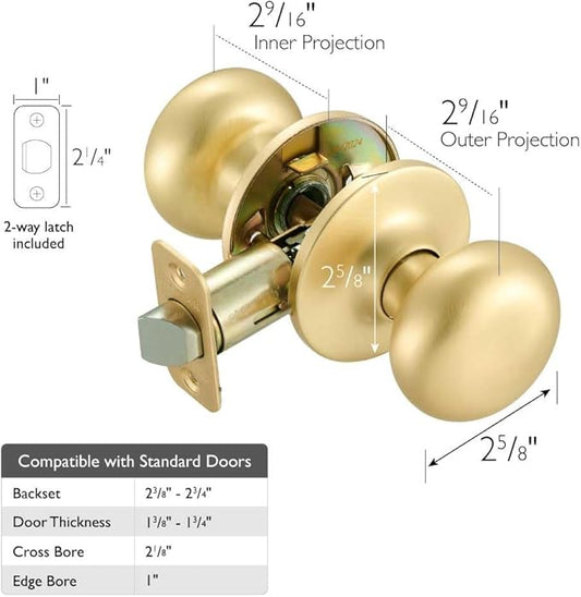Design House 726943 Cambridge Passage Hall and Closet Door Knob Satin Gold