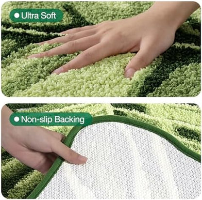 LUMI Bathroom Rug Green Leaf, Absorbent Non Slip Bath Mat, 31.5"x47"