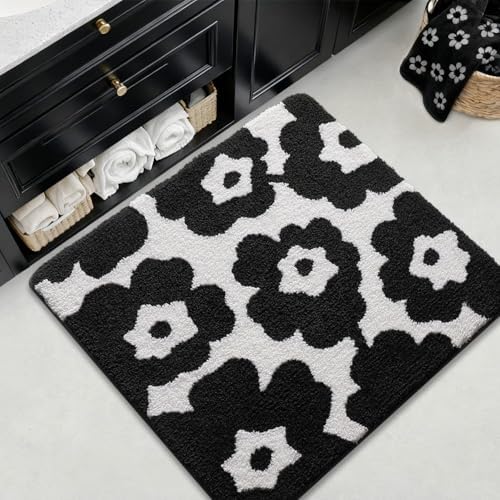 LUMI Square Bathroom Rug 26x26, Soft Absorbent Bath Mat, Non Slip