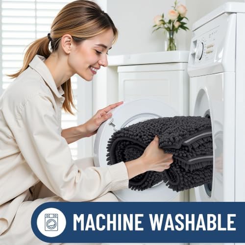 Smiry Bathroom Rugs 32X20, Luxury Chenille Extra Soft Absorbent Bath Mat