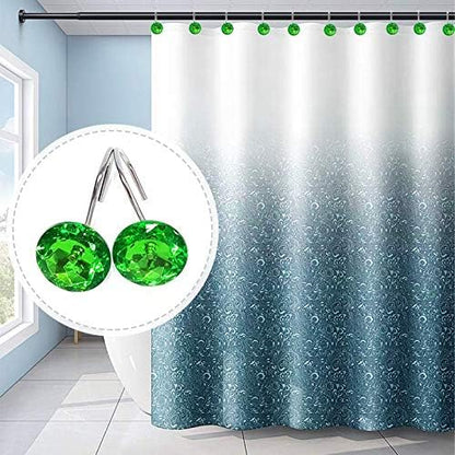 12 Pcs Bling Rhinestones Shower Curtain Hooks Bathroom Rolling Hooks