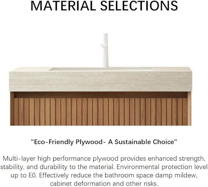 36" Bathroom Vanity with Sink, Modern Bathroom Floating Vanity with Travertine-Pattern Sintered Stone Top & Ceramic Undermount Basin, Pre-Assembled W/2 Drawers, Espresso