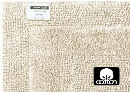 COTTON CRAFT 2 Pack Reversible Bath Mat - Soft Plush Bath Rug -20x30- Linen