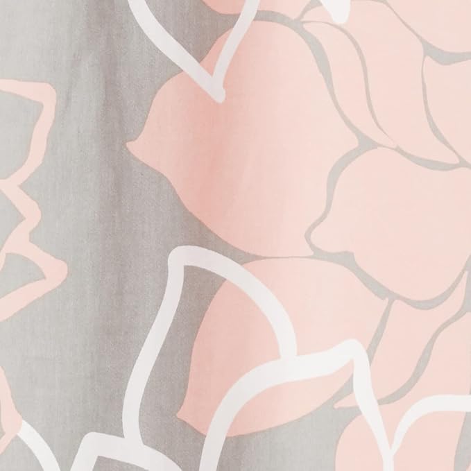 Madison Park Cotton Casual Floral Shower Curtain, 72"x72", Grey/Peach | Modern Bathroom Decor, Machine Washable, Fabric Privacy Screen