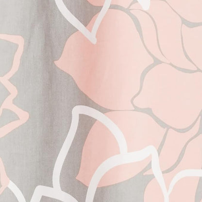Madison Park Cotton Casual Floral Shower Curtain, 72"x72", Grey/Peach | Modern Bathroom Decor, Machine Washable, Fabric Privacy Screen
