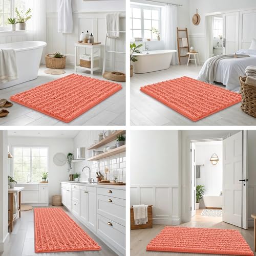 Smiry Bathroom Rugs 40X32, Extra Soft Rubber Backing Chenille Bath Mats