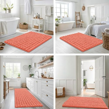 Smiry Bathroom Rugs 40X32, Extra Soft Rubber Backing Chenille Bath Mats