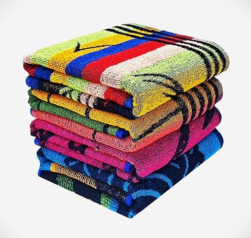 100% Cotton Luxury Bath Towel Set - Soft & Absorbent Quick-Dry Towels for Bathroom, Spa, Beach or Gym - 30"x60" Large Size - Pack of 4 - Plush & Durable Towels - Machine Washable
