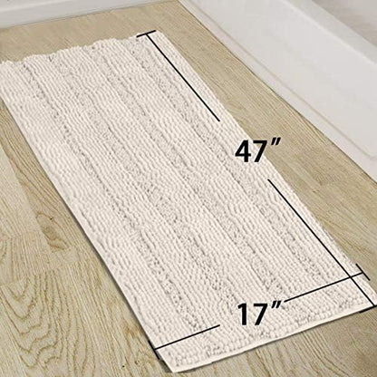 Turquoize Bathroom Runner Rug 17"x47", Soft Absorbent Chenille Bath Rug