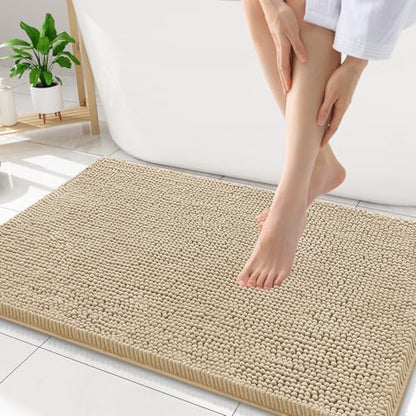 Smiry Bathroom Rugs 34X21, Luxury Chenille Extra Soft Absorbent Bath Mat