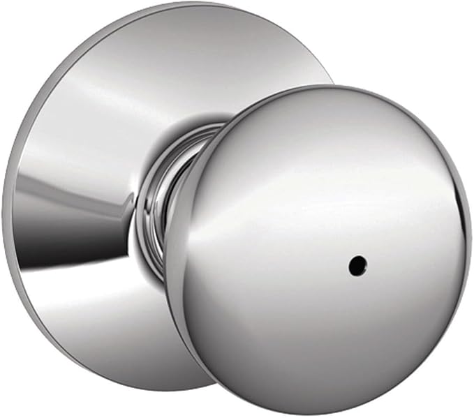 Schlage F40 PLY 625 Plymouth Door Knob, Bed & Bath Privacy Lock, Bright Chrome