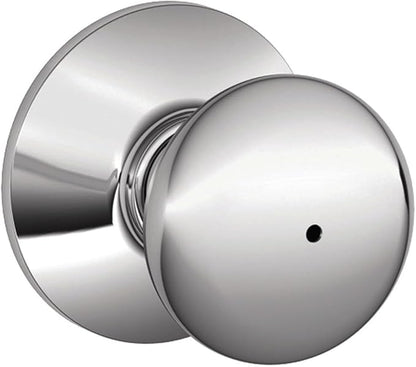 Schlage F40 PLY 625 Plymouth Door Knob, Bed & Bath Privacy Lock, Bright Chrome