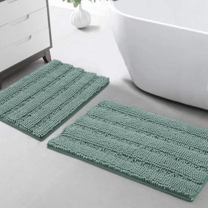 Turquoize Bathroom Rug Set, 2 Piece Soft Absorbent Chenille Bath Rug Set