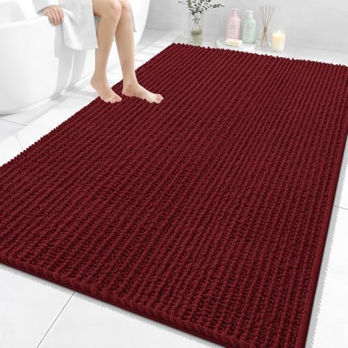 OLANLY Large Bathroom Rugs 70x46, Thick Soft Absorbent Chenille Bath Rugs