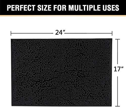 H.VERSAILTEX Bath Mat Bathroom Rug Bath Rugs for Bathroom Non Slip Bath Mats Extra Thick Chenille Rug 17" x 24" Absorbent Soft Shaggy Washable Dry Fast Plush Rugs for Bathtubs - Black