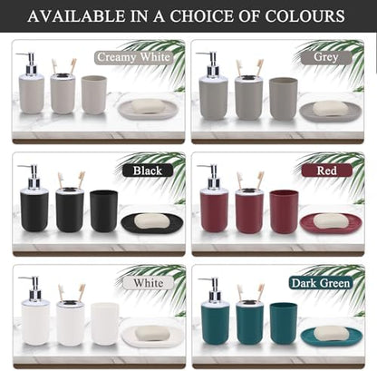LGURT Matte Black Plastic Bath Set — 4-Pc Dispenser, Holder, Cup & Dish